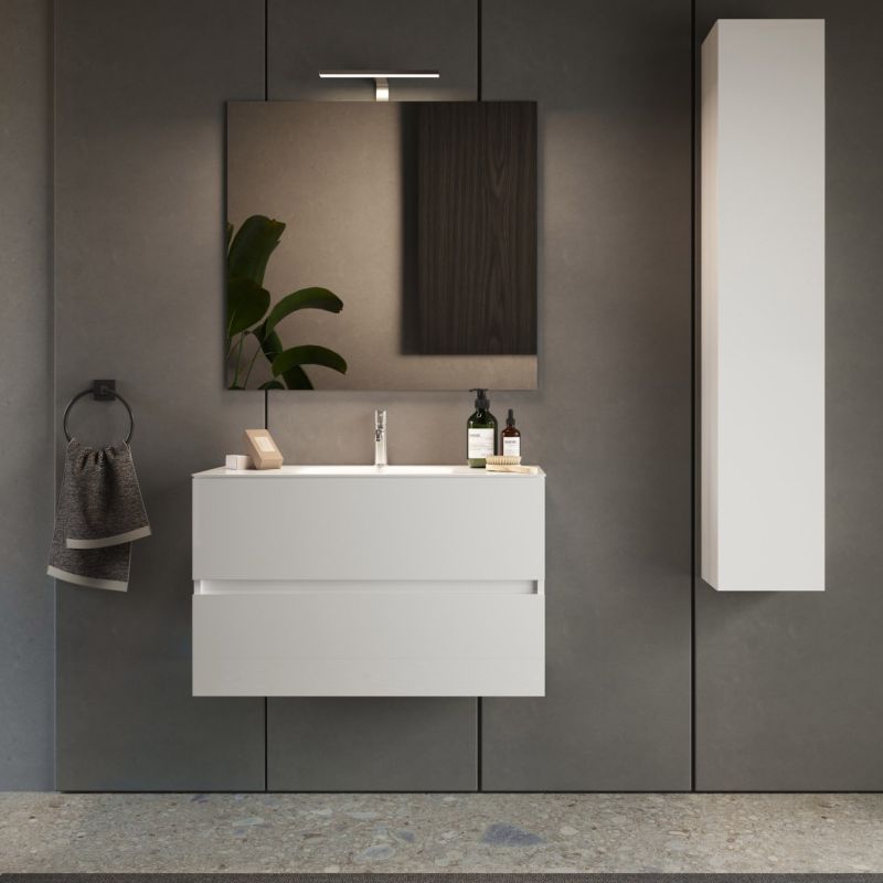 Meublesuspendu avec vasque HESTIA 82 cm en blanc brillant