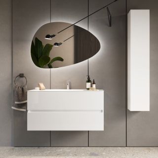 Meublesuspendu avec vasque HESTIA 100 cm en blanc brillant