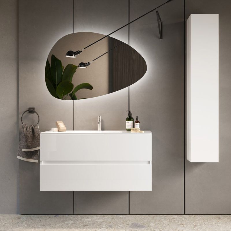 Meublesuspendu avec vasque HESTIA 100 cm en blanc brillant
