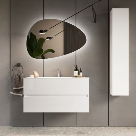 Meublesuspendu avec vasque HESTIA 100 cm en blanc brillant