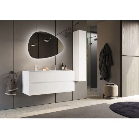 Meublesuspendu avec double vasque HESTIA 122 cm en blanc brillant