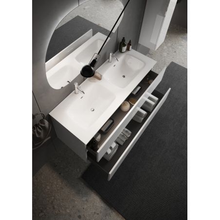 Meublesuspendu avec double vasque HESTIA 122 cm en blanc brillant
