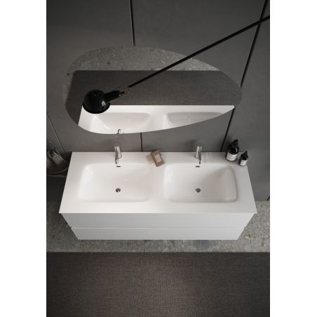 Meublesuspendu avec double vasque HESTIA 122 cm en blanc brillant