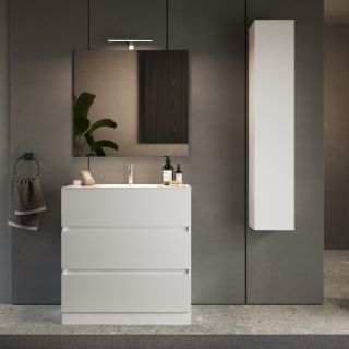 Meuble avec vasque HESTIA 82 cm en blanc brillant
