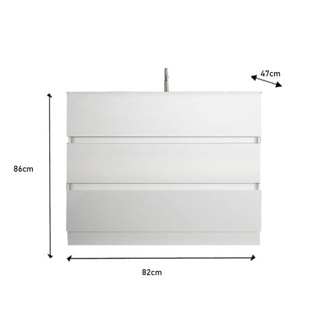 Meuble avec vasque HESTIA 82 cm en blanc brillant
