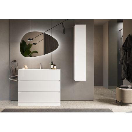 Meuble avec vasque HESTIA 100 cm en blanc brillant