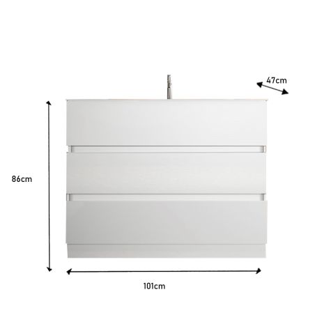 Meuble avec vasque HESTIA 100 cm en blanc brillant