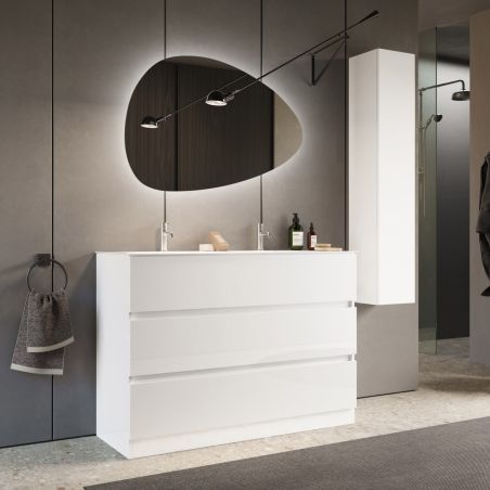 Meuble avec double vasque HESTIA 122 cm en blanc brillant