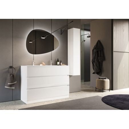 Meuble avec double vasque HESTIA 122 cm en blanc brillant