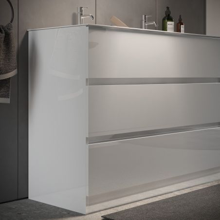 Meuble avec double vasque HESTIA 122 cm en blanc brillant