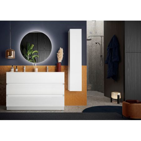 Meuble avec double vasque HESTIA 122 cm en blanc brillant