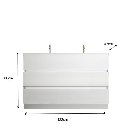 Meuble avec double vasque HESTIA 122 cm en blanc brillant