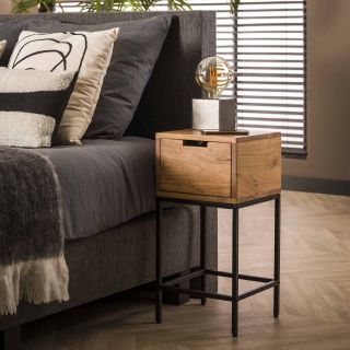 Chevet ROCCA en bois d'acacia avec 1 tiroir