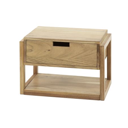 Chevet CRAINE en bois d'acacia avec 1 tiroir et 1 niche