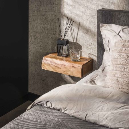 Set de 2 chevets MARTINA en bois d'acacia avec 1 tiroir