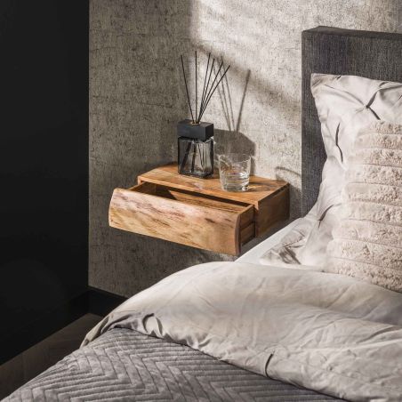 Set de 2 chevets MARTINA en bois d'acacia avec 1 tiroir