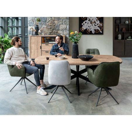 Bell, chaise a accoudoirs - pietement graphite - pivotante - confort ressorts - combi Calabria / Vad