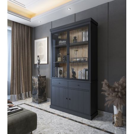 Salle à manger complète GABRIEL DARK en décor chêne noir avec table 210 cm sans LED