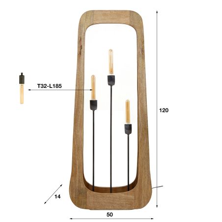 Lampadaire LEWIS avec 3 ampoules incluses