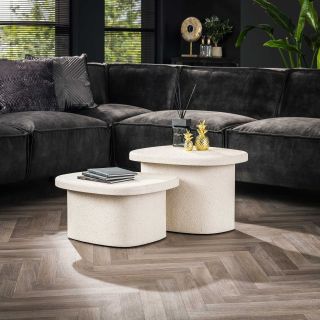 Set de 2 tables basses triangles ULYSSE en marbre composite