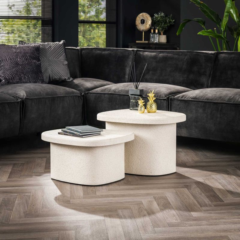 Set de 2 tables basses triangles ULYSSE en marbre composite