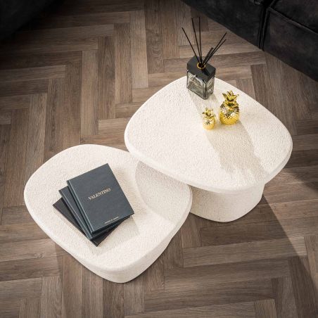Set de 2 tables basses triangles ULYSSE en marbre composite