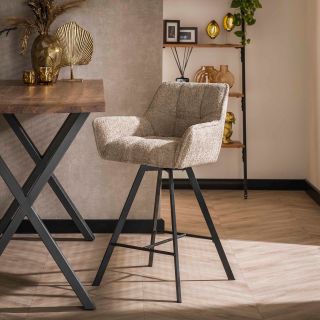 Chaise de bar MAEVA en tissu boucle - proposée en 2 coloris
