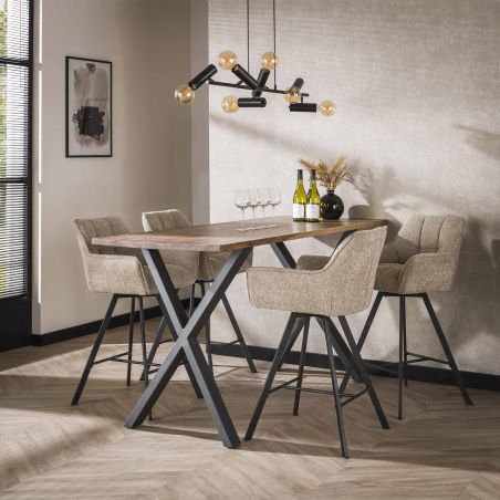 Chaise de bar MAEVA en tissu boucle - proposée en 2 coloris