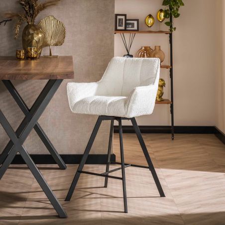 Chaise de bar MAEVA en tissu boucle - proposée en 2 coloris