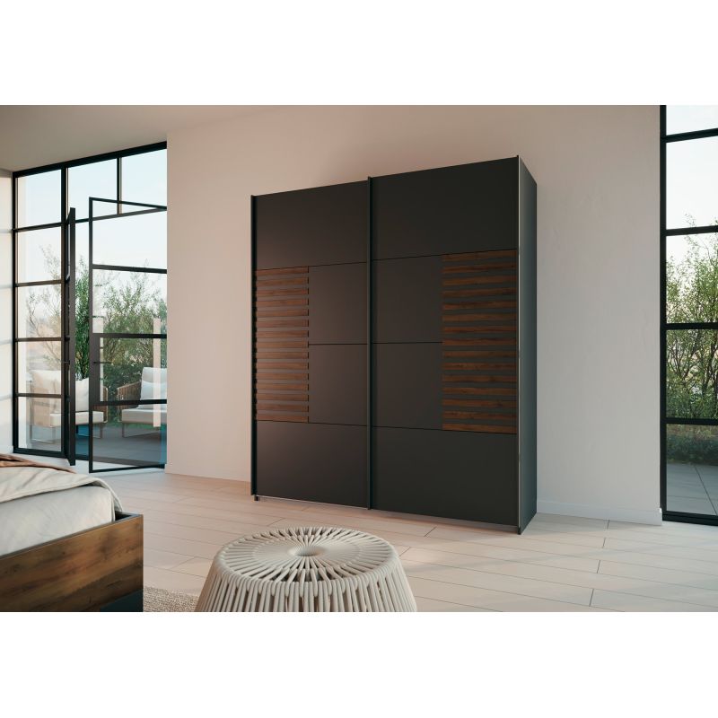 Armoire 2 portes coulissantes CHARLIE DARK 181 cm