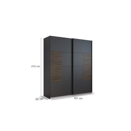Armoire 2 portes coulissantes CHARLIE DARK 181 cm