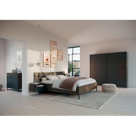 Armoire 2 portes coulissantes CHARLIE DARK 181 cm