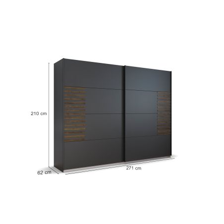 Armoire 2 portes coulissantes CHARLIE DARK 271 cm