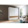 Armoire 181 cm WINDSOR avec 4 portes et 4 tiroirs en décor blanc mat et chene halifax