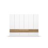 Armoire 271 cm WINDSOR avec 6 portes et 6 tiroirs en décor blanc mat et chene halifax