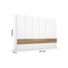 Armoire 271 cm WINDSOR avec 6 portes et 6 tiroirs en décor blanc mat et chene halifax