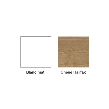 Armoire 271 cm WINDSOR avec 6 portes et 6 tiroirs en décor blanc mat et chene halifax
