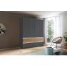 Armoire 181 cm WINDSOR avec 4 portes et 4 tiroirs en décor gris mat et chene halifax