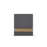 Armoire 181 cm WINDSOR avec 4 portes et 4 tiroirs en décor gris mat et chene halifax