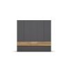 Armoire 226 cm WINDSOR avec 5 portes et 6 tiroirs en décor gris mat et chene halifax