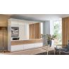 Armoire 271 cm WINDSOR avec 6 portes miroirs et 6 tiroirs en décor blanc mat et chene halifax