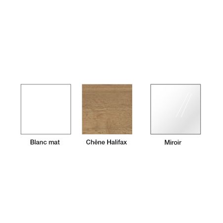 Armoire 271 cm WINDSOR avec 6 portes miroirs et 6 tiroirs en décor blanc mat et chene halifax