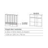 Armoire 226 cm WINDSOR avec 5 portes miroirs et 6 tiroirs en décor gris mat et chene halifax