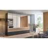 Armoire 271 cm WINDSOR avec 6 portes miroirs et 6 tiroirs en décor gris mat et chene halifax