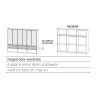 Armoire 271 cm WINDSOR avec 6 portes miroirs et 6 tiroirs en décor gris mat et chene halifax