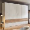 Armoire 271 cm WINDSOR avec 6 portes et 6 tiroirs en décor blancbrillant et chene halifax