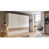Armoire 271 cm WINDSOR avec 6 portes et 6 tiroirs en décor blancbrillant et chene halifax