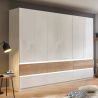 Armoire 271 cm WINDSOR avec 6 portes et 6 tiroirs en décor blancbrillant et chene halifax