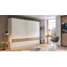 Armoire 271 cm WINDSOR avec 6 portes et 6 tiroirs en décor blancbrillant et chene halifax