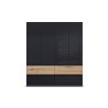 Armoire 181 cm WINDSOR avec 4 portes et 4 tiroirs en décor gris brillant et chene halifax